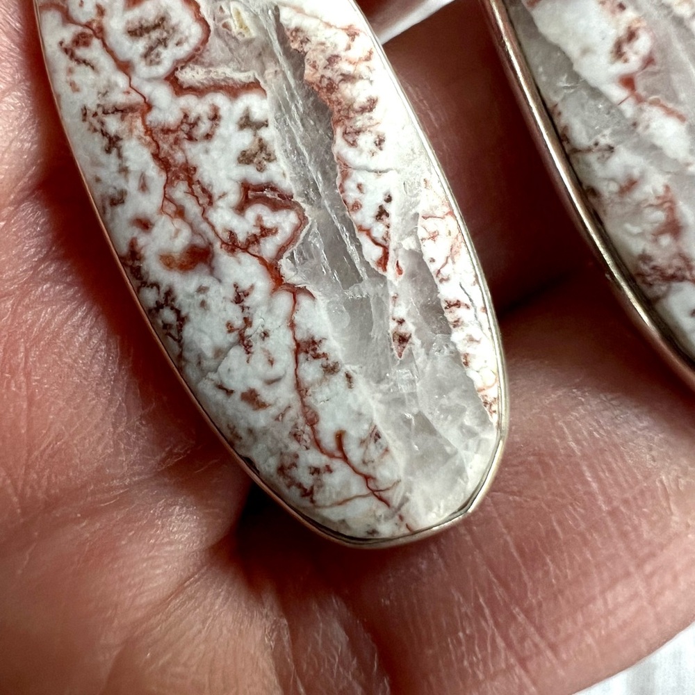 925 Quartz Vein in Crazy Lace Agate Earrings - Picture 6 of 9